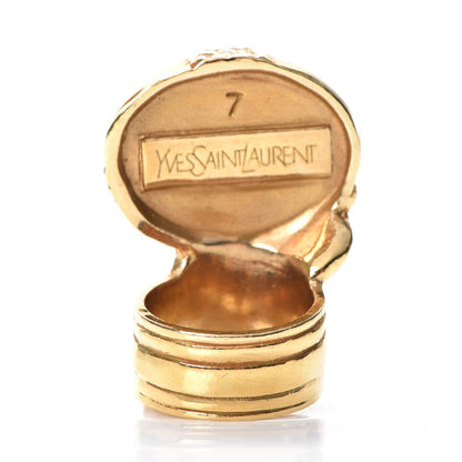 Saint Laurent Glass Cabochon Arty Ovale Ring 7 Gold Opium 3 of 5