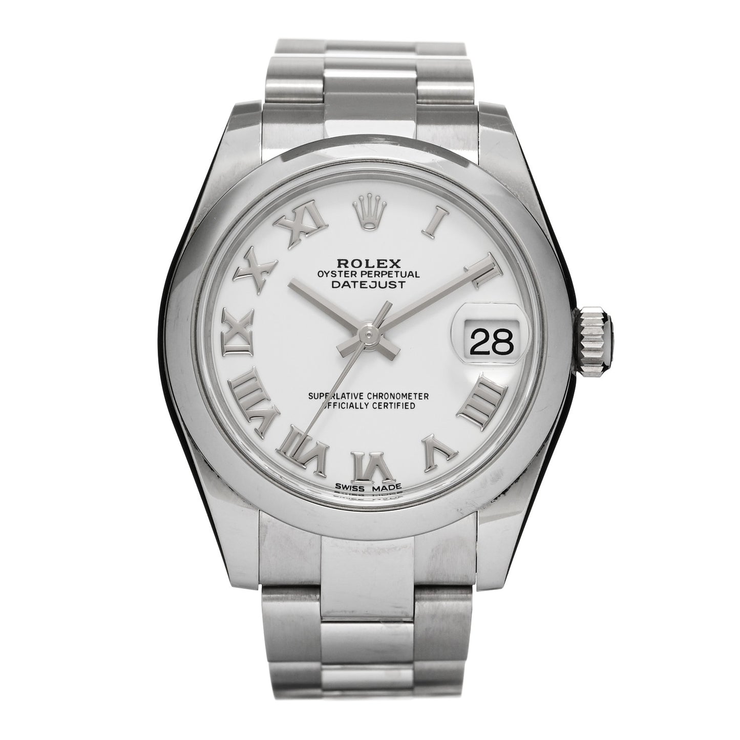 Stainless Steel 26mm Oyster Perpetual Datejust Watch White Roman 178240