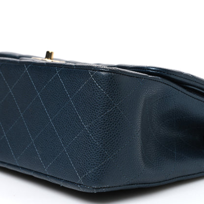 Chanel Metallic Caviar Quilted Jumbo Double Flap Blue 10 of 10