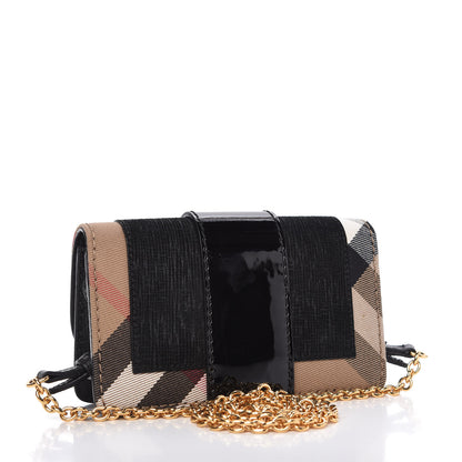Burberry House Check Calfskin Small Madison Buckle Bag Black 3 of 9