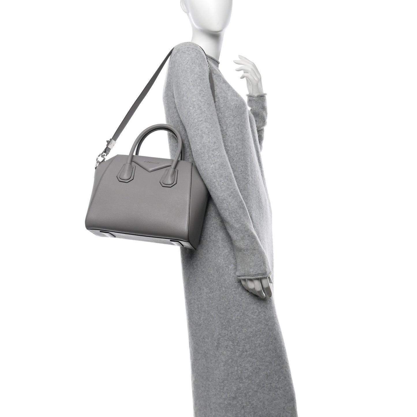 Sugar Goatskin Small Antigona Pearl Grey