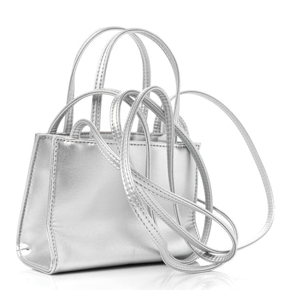 Telfar Metallic Vegan Leather Small Shopping Bag Silver 3 of 8