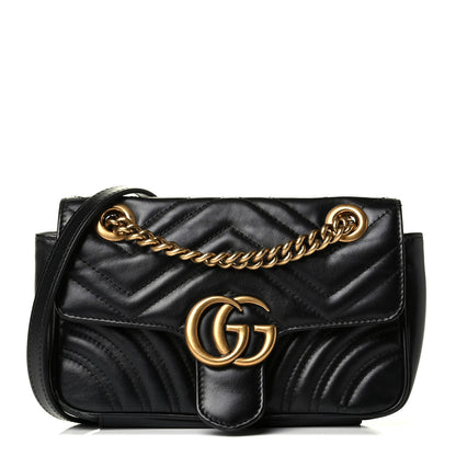 Gucci Calfskin Matelasse Mini GG Marmont Shoulder Bag Black 1 of 7