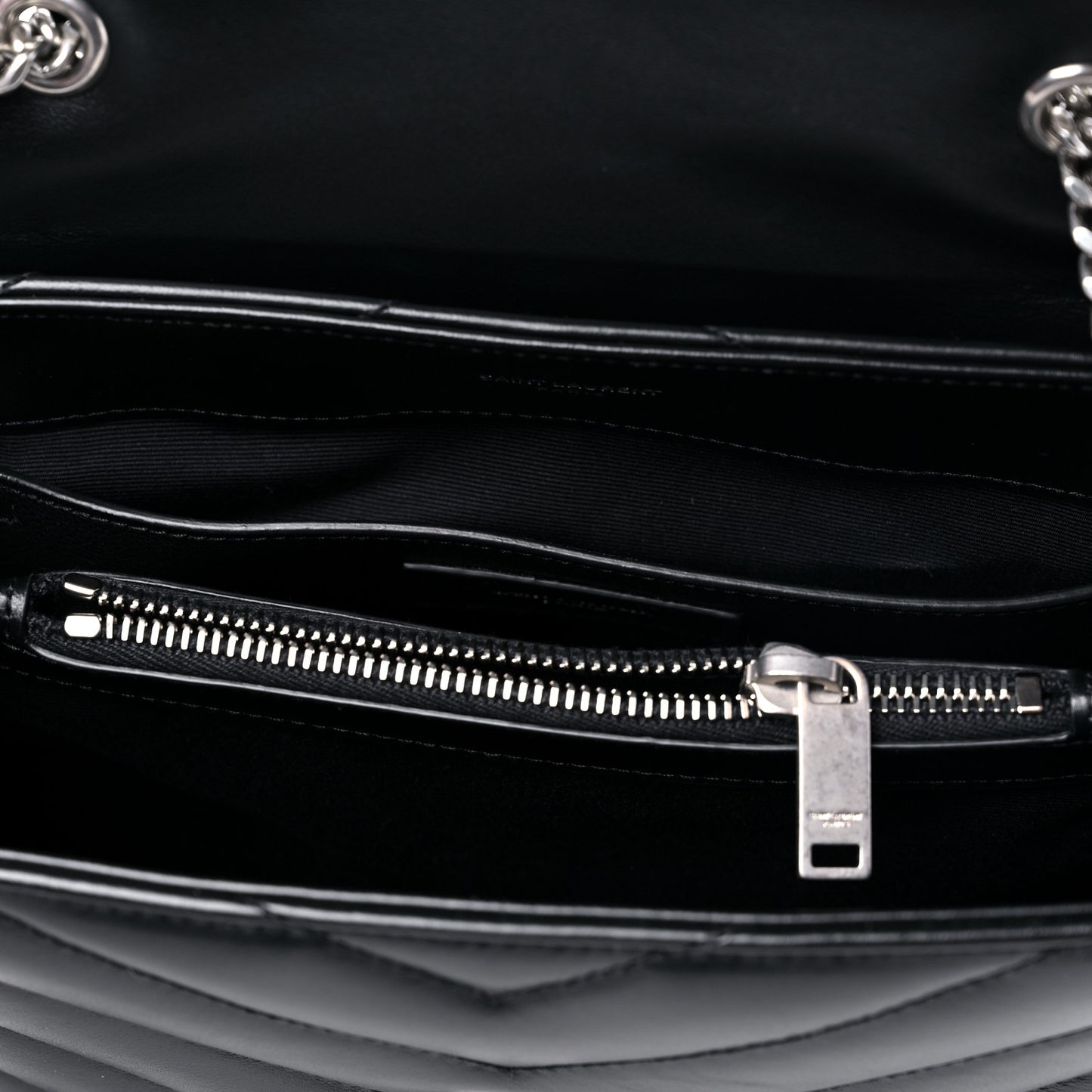 Calfskin Y Quilted Monogram Small Loulou Chain Satchel Black