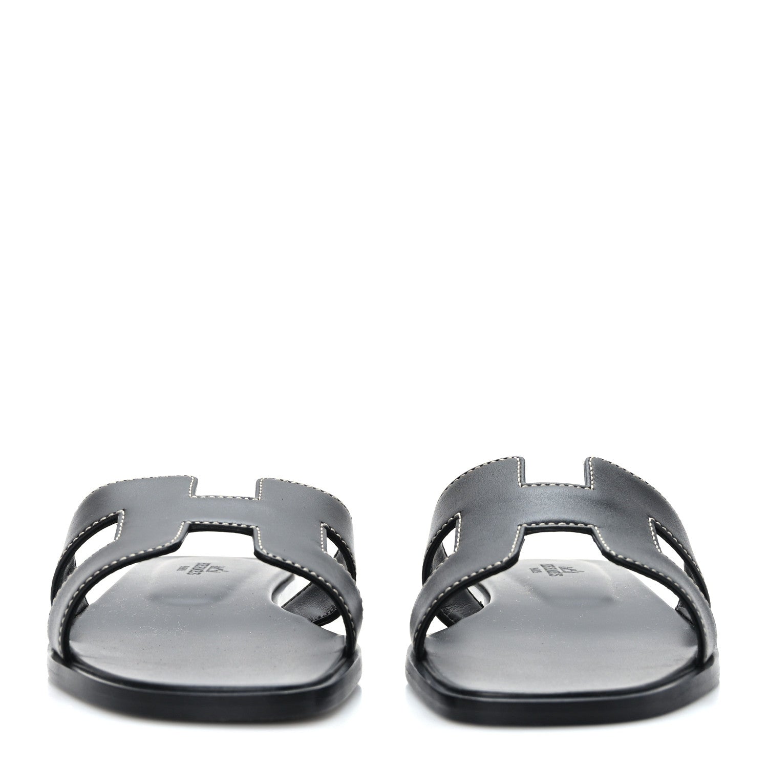 Hermes Box Calfskin Oran Sandals 36 Black 2 of 9
