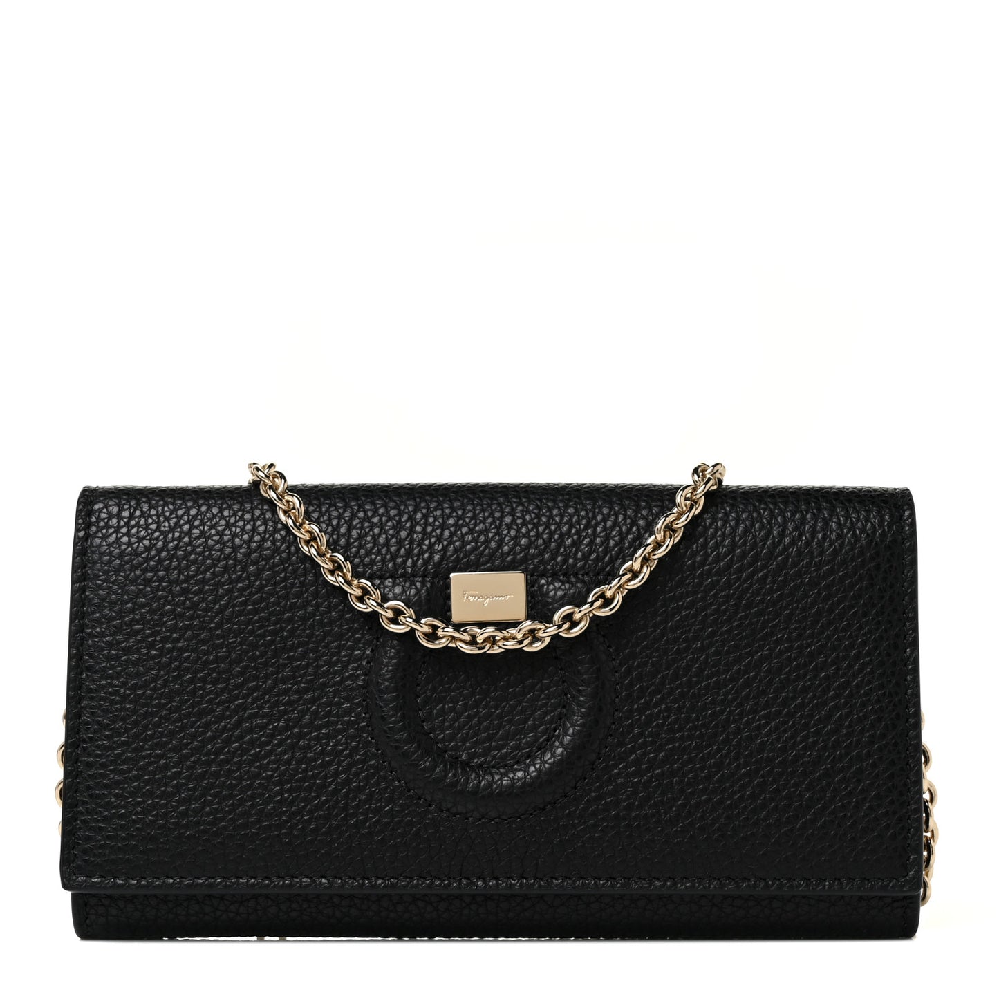 Calfskin City Wallet On Chain Black