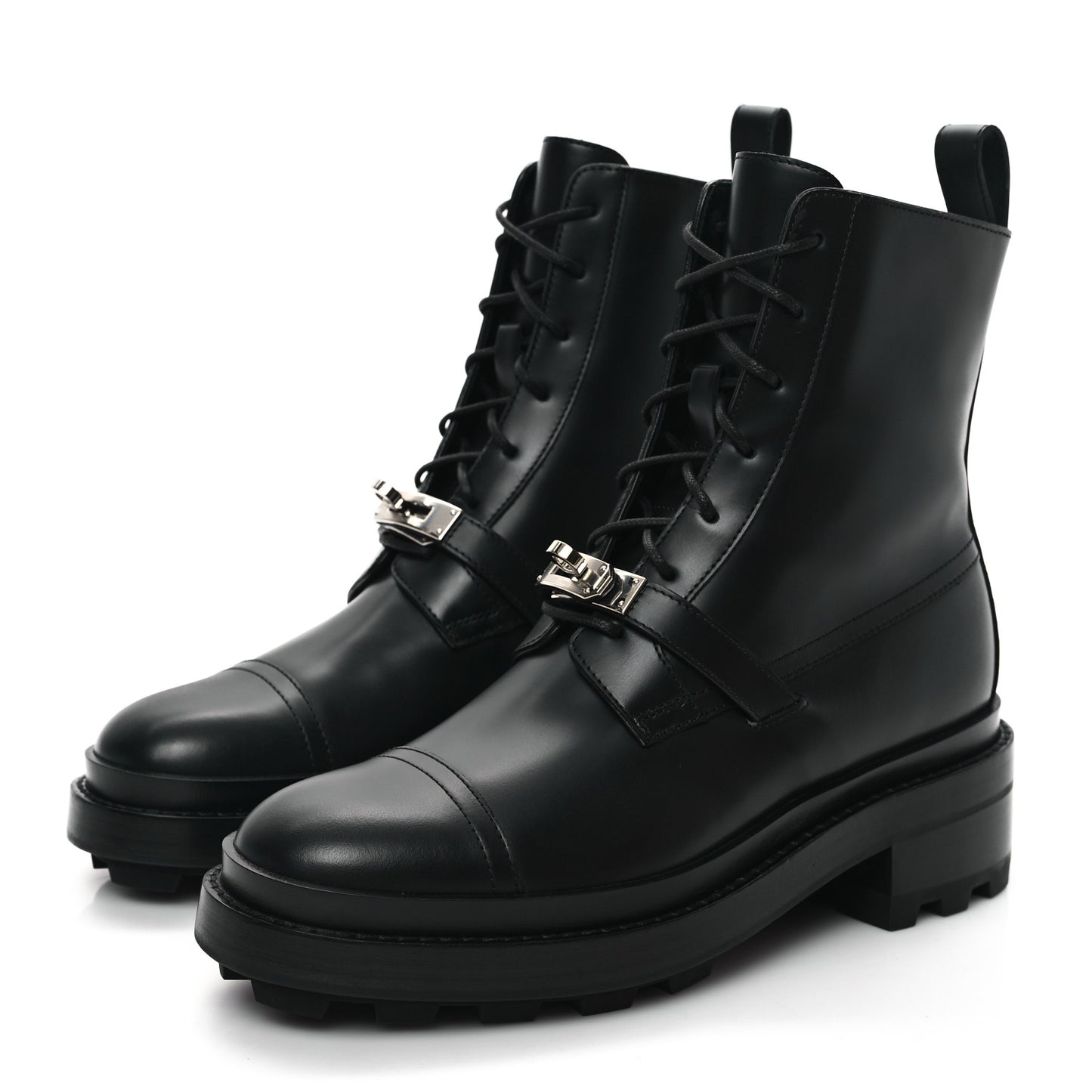 Glossed Calfskin Funk Ankle Boots 36 Black