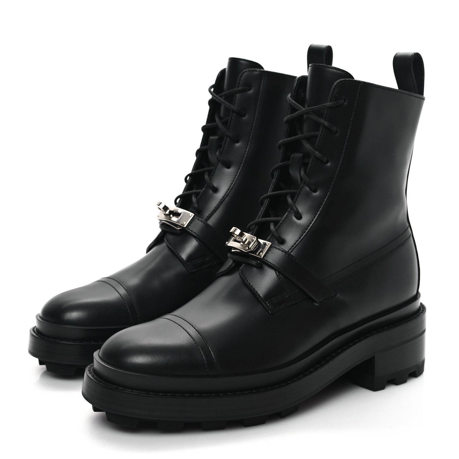 Hermes Glossed Calfskin Funk Ankle Boots 36 Black 3 of 9