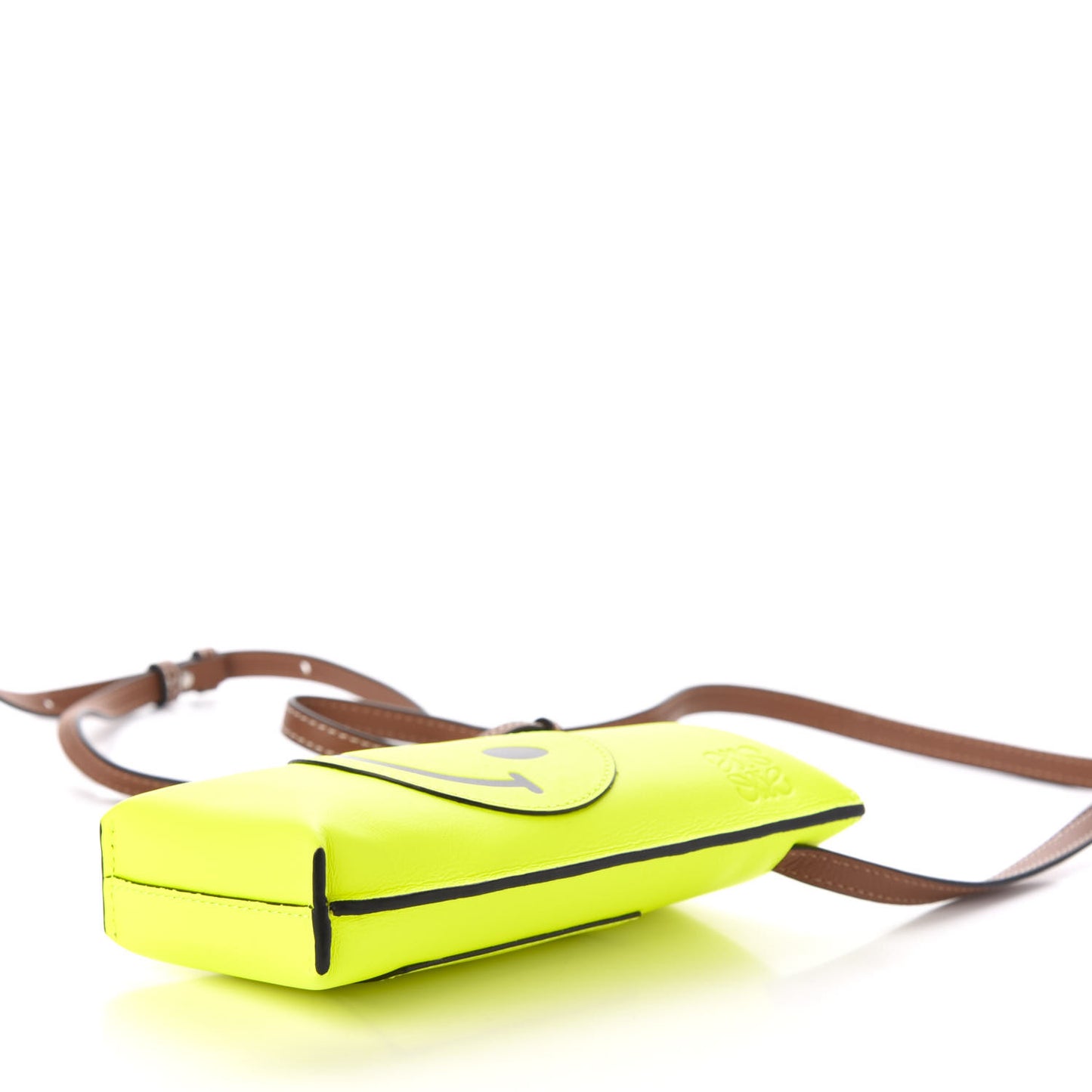 Smooth Calfskin Smiley Face Gate Pocket Neon Yellow