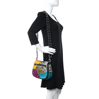 Marc Jacobs Calfskin Print Nomad Patchwork Saddle Bag Black Multicolor 2 of 10