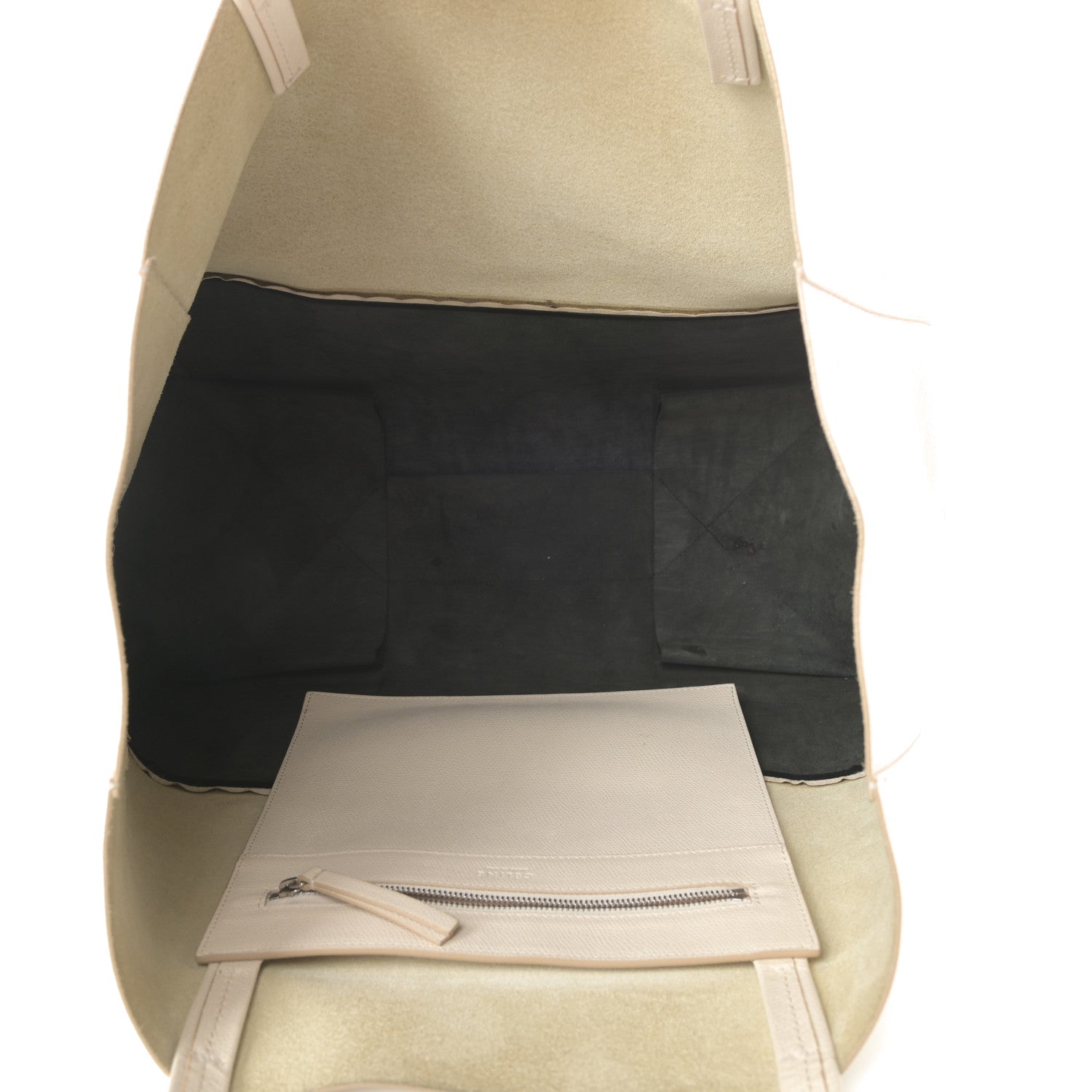 Celine Grained Calfskin Horizontal Bi-Cabas Cream Black 5 of 14