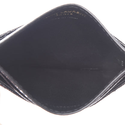 Saint Laurent Grain De Poudre Matelasse Chevron Monogram Credit Card Case Black 5 of 7
