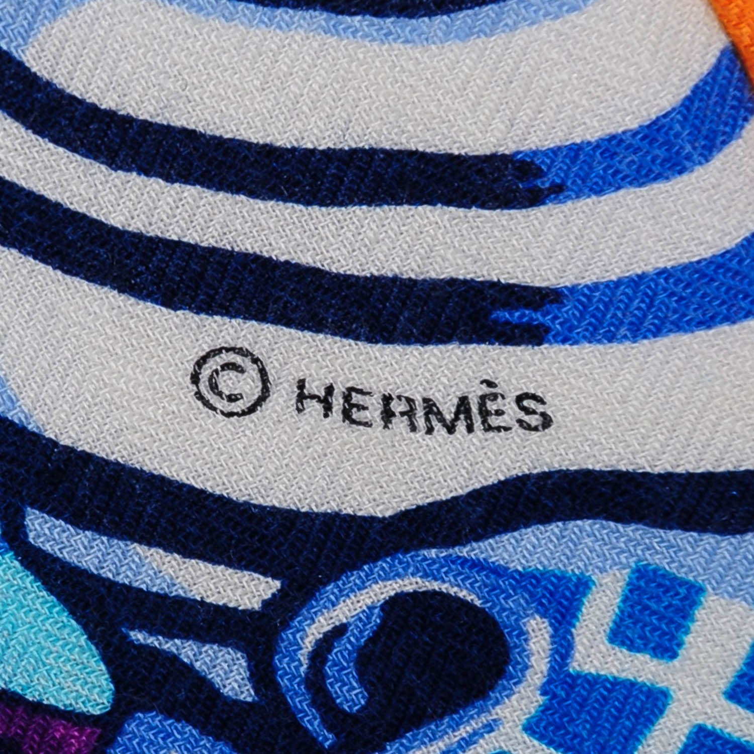Hermes Cashmere Silk Sieste Au Paradis Shawl 140 Fuchsia Orange Bleu 5 of 8