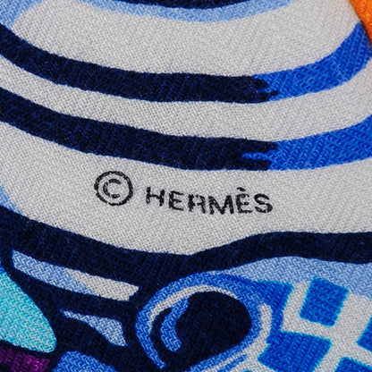 Hermes Cashmere Silk Sieste Au Paradis Shawl 140 Fuchsia Orange Bleu 5 of 8
