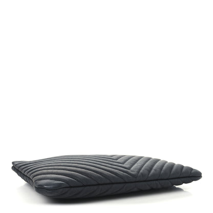 Chanel Caviar Chevron Quilted Medium Cosmetic Case Black 4 of 7