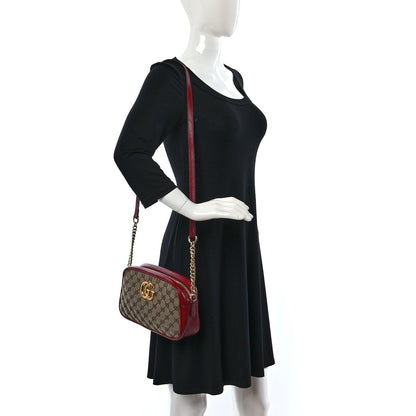 Gucci Monogram Azalea Calfskin Matelasse Diagonal Small GG Marmont Chain Shoulder Bag Beige Ebony New Cherry Red 2 of 10