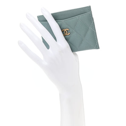 Chanel Iridescent Caviar Quilted Card Holder Light Blue 2 of 8