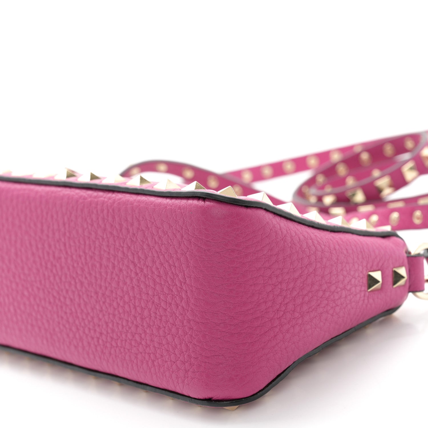 Valentino Garavani Pebbled Calfskin Small Rockstud Flip Lock Shoulder Bag Fuxia 9 of 9