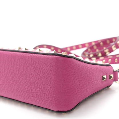 Valentino Garavani Pebbled Calfskin Small Rockstud Flip Lock Shoulder Bag Fuxia 9 of 9