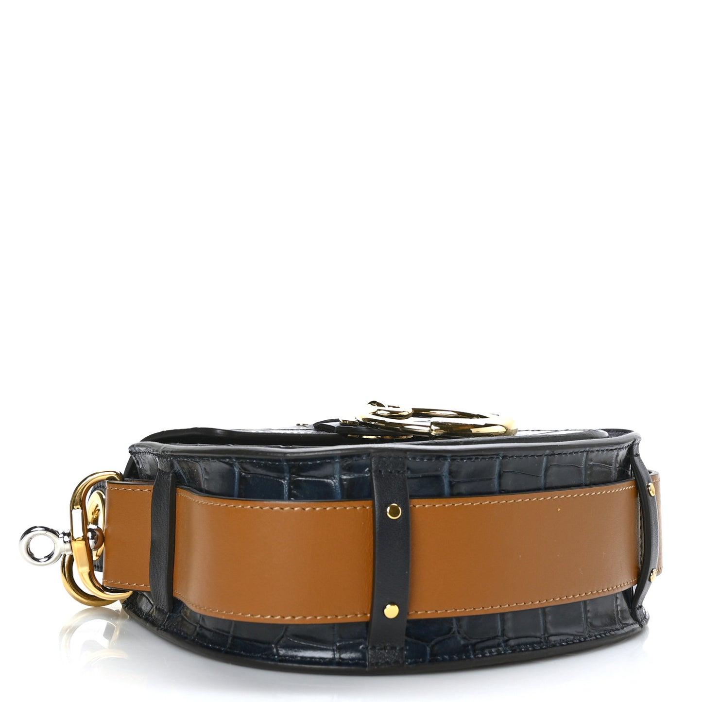 Calfskin Crocodile Embossed Small Tess Bag Full Blue