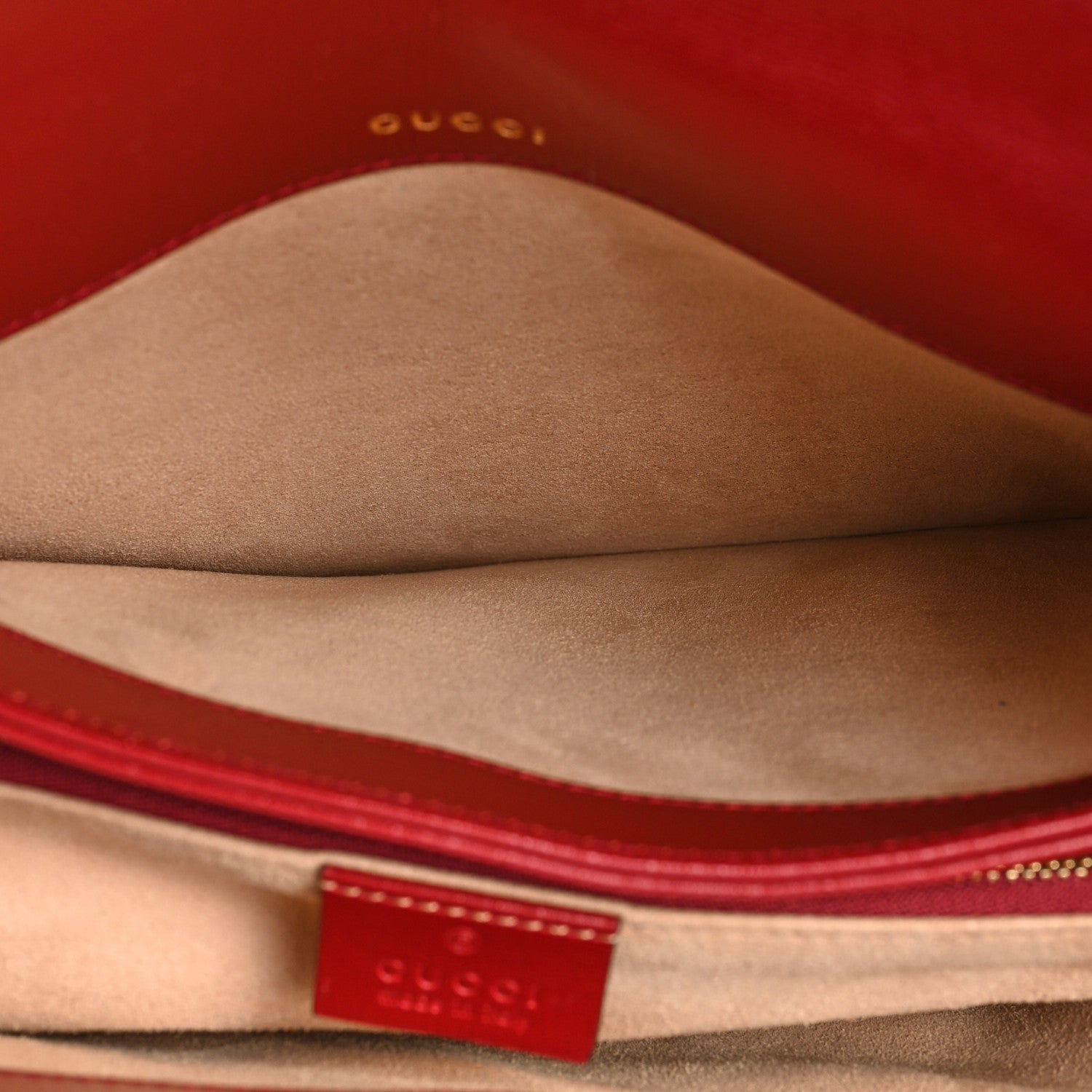 Gucci GG Supreme Monogram Azalea Calfskin Horsebit 1955 Shoulder Bag Beige Ebony New Cherry Red 8 of 11