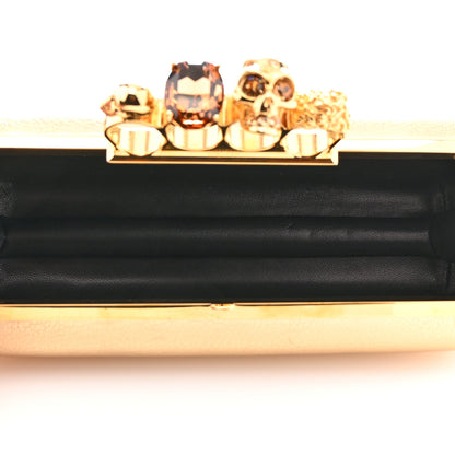 Alexander McQueen Metallic Calfskin Skull Knuckle Box Clutch Gold 6 of 11