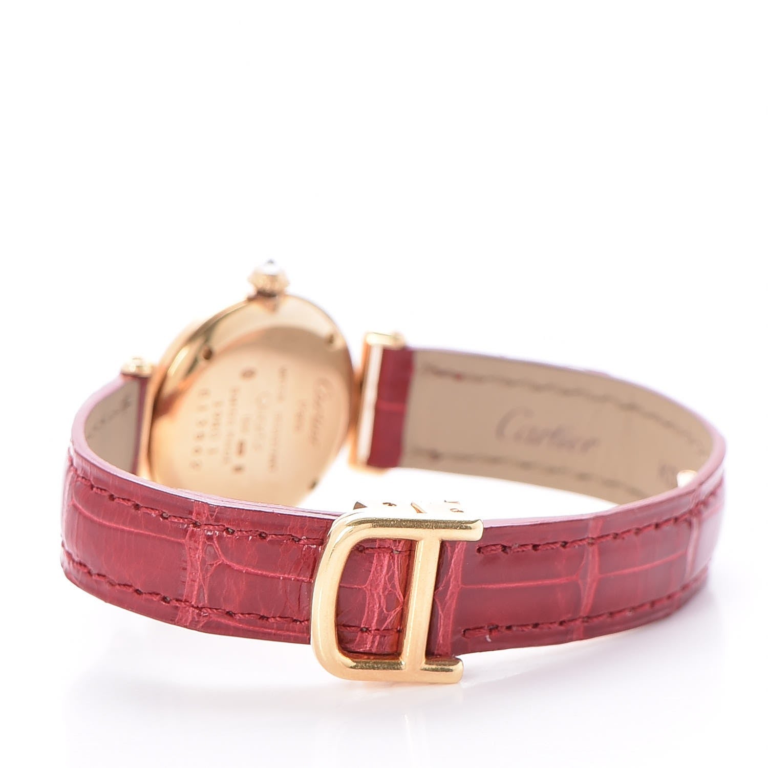 Cartier 18K Yellow Gold Diamond Must de Colisee Quartz Watch Red 3 of 8