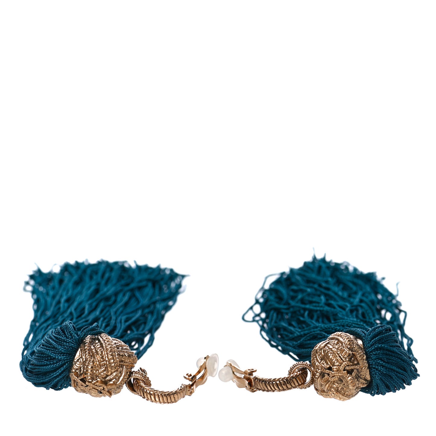 Metal Tassel Earrings Gold Turquoise