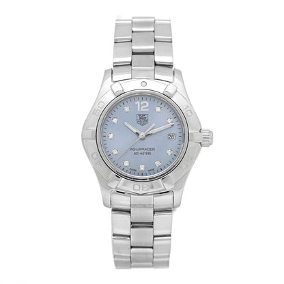 Tag Heuer Stainless Steel Diamond Blue Mother of Pearl 27mm Aquaracer Lady Quartz Watch WAF1419 1 of 4
