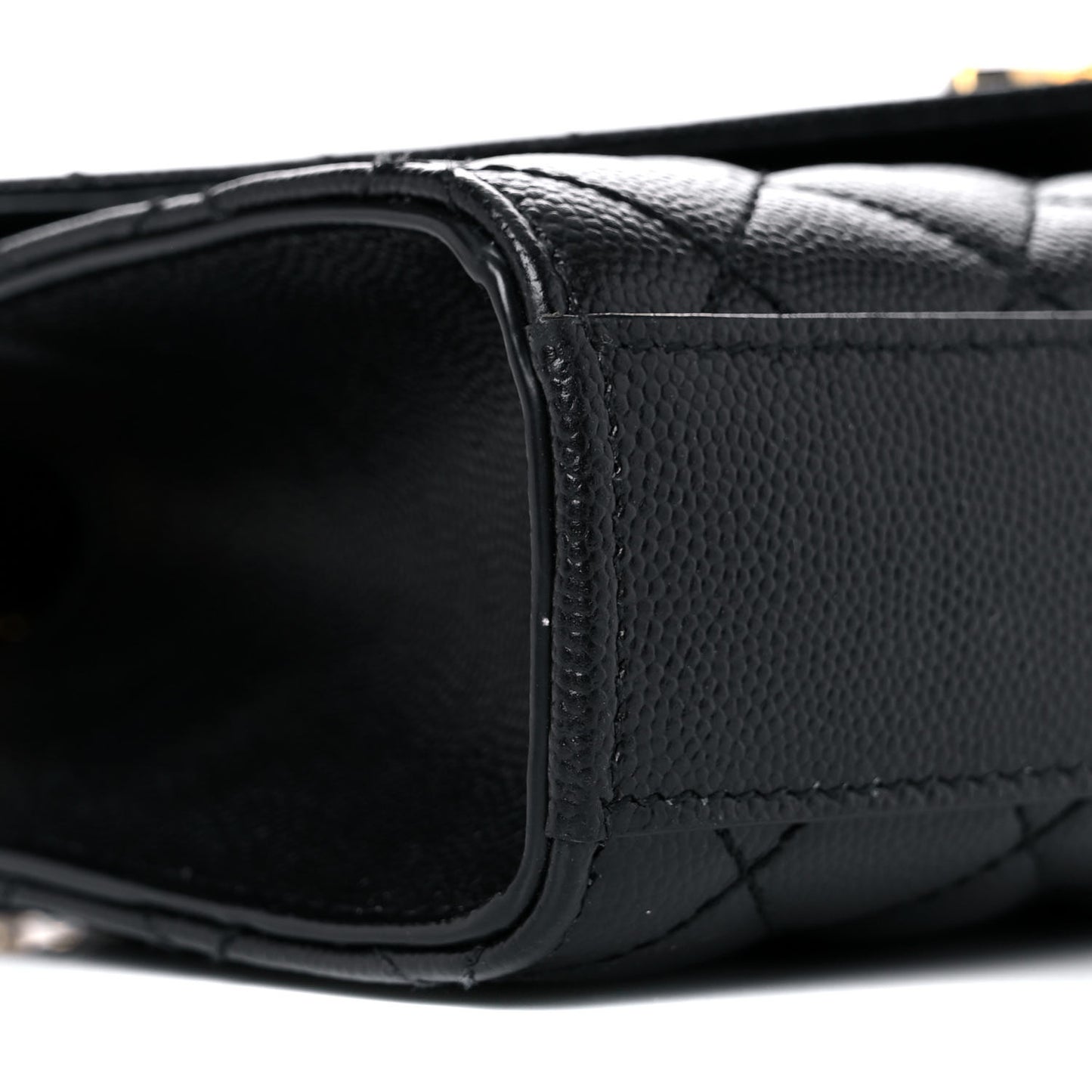 Grain De Poudre Textured Mixed Matelasse Triquilt Small Monogram Satchel Black