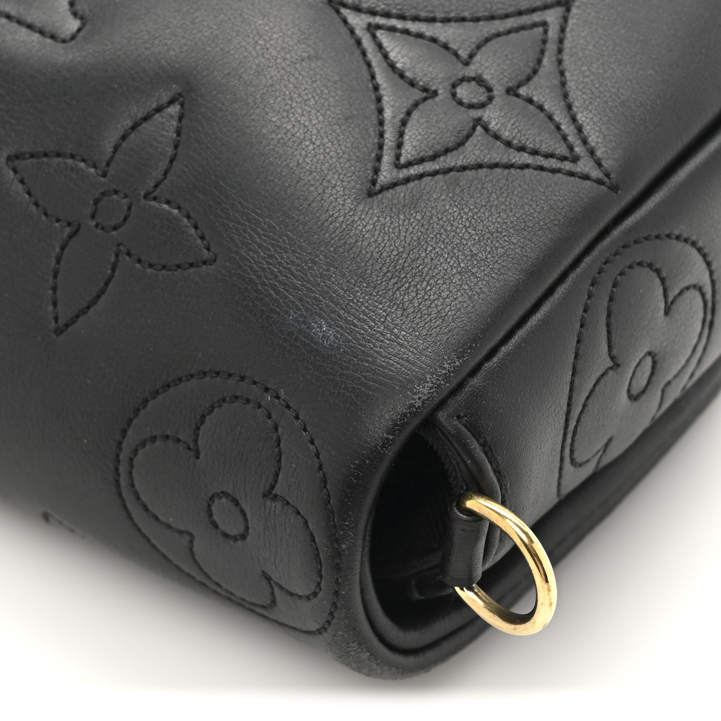 Calfskin Bubblegram Wallet On Strap Black