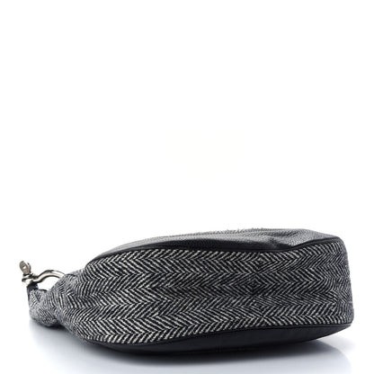 Burberry Wool Herringbone Hobo Black White 3 of 8