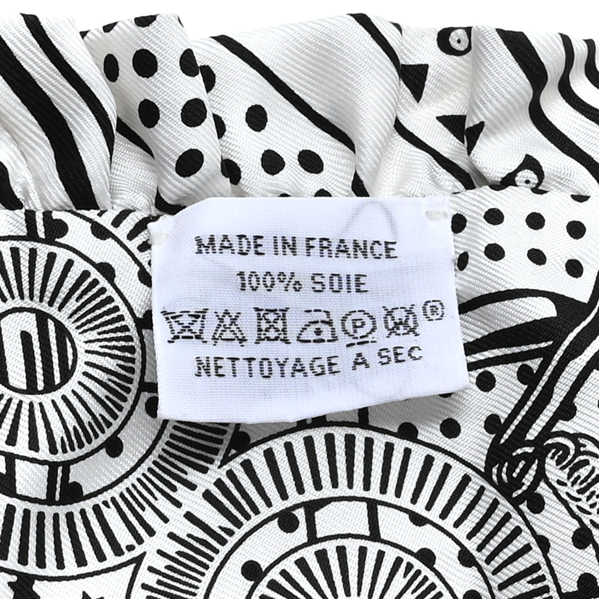 Hermes Silk Eperon d'Or Bandana Ruffle Twilly White Black 3 of 3