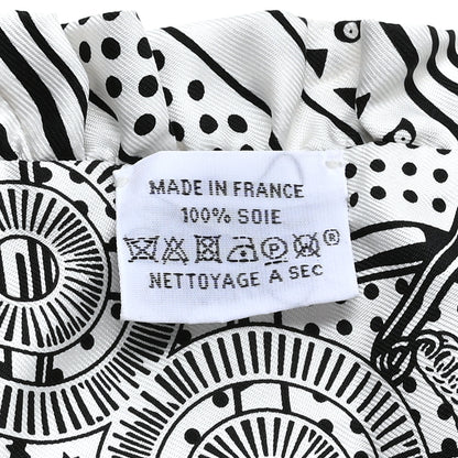 Hermes Silk Eperon d'Or Bandana Ruffle Twilly White Black 3 of 3