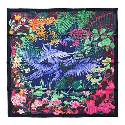Hermes Silk Flamingo Party Scarf 90 Caban Vert Rose Vif 1 of 4