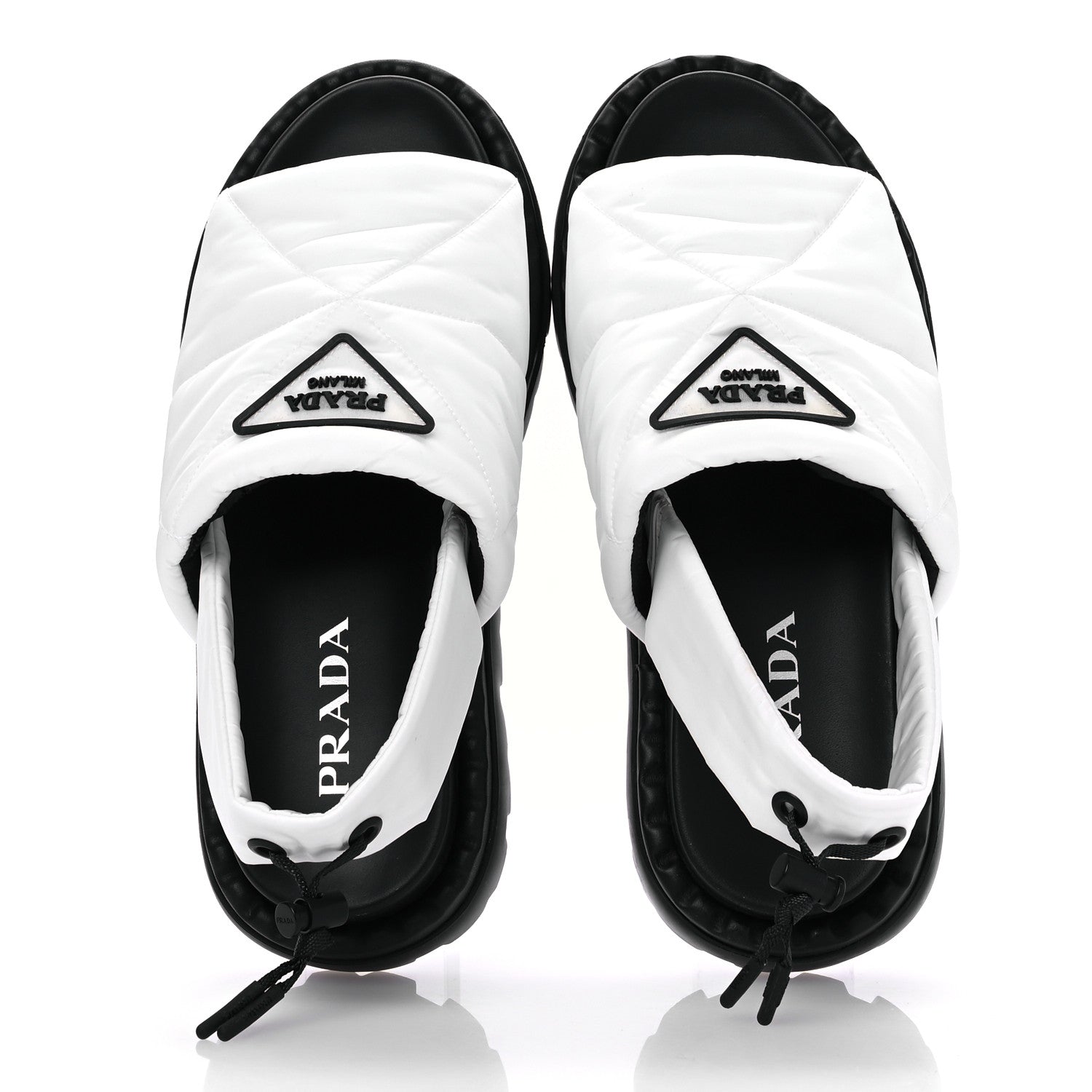 Prada Nylon Triangle Logo Padded Slingback Sandals 37.5 White 2 of 9