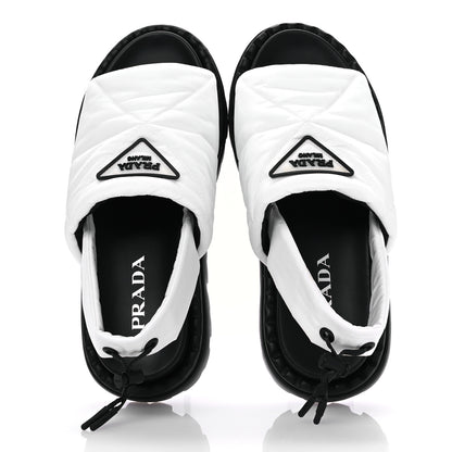 Prada Nylon Triangle Logo Padded Slingback Sandals 37.5 White 2 of 9