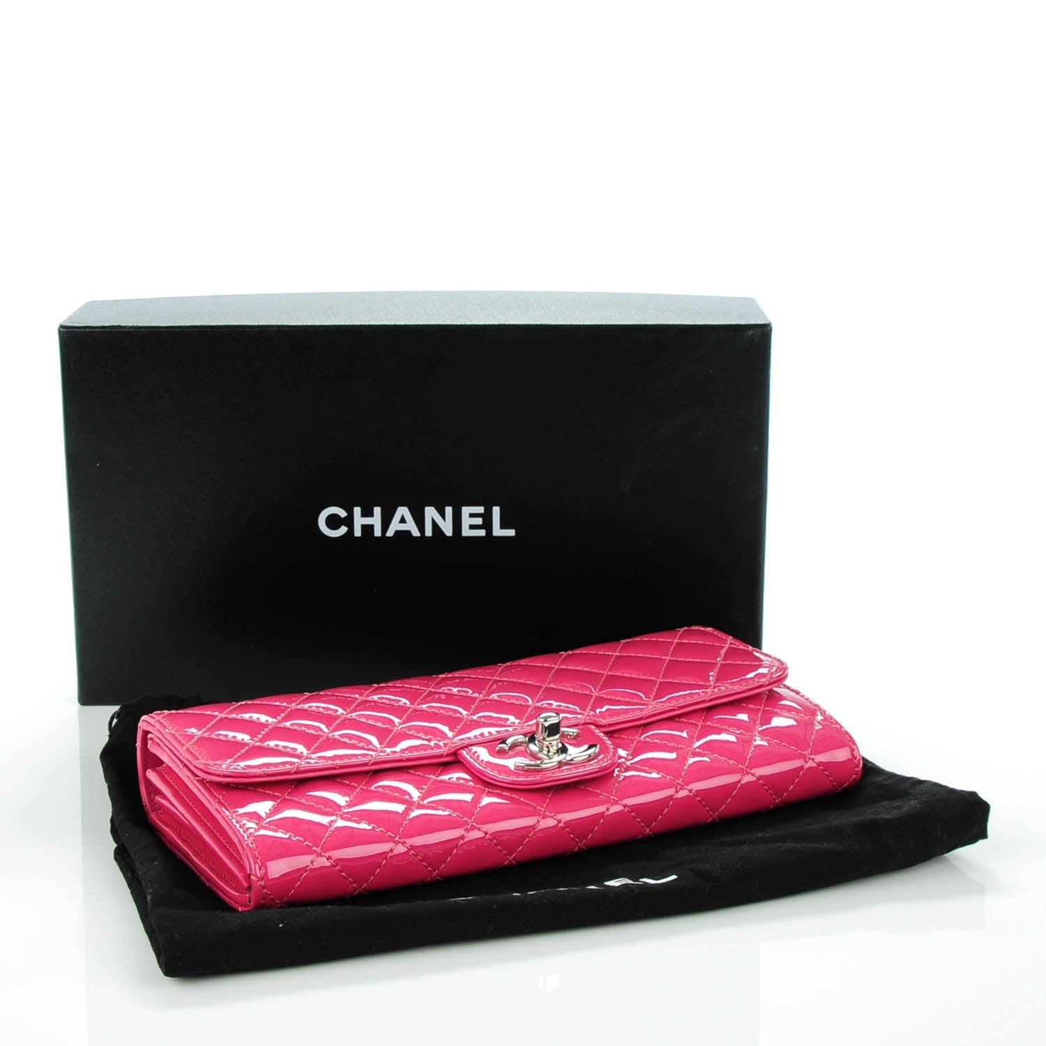 Chanel Patent Calfskin Quilted East West Flap Clutch Pink 4 of 8