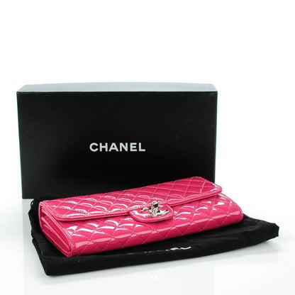 Chanel Patent Calfskin Quilted East West Flap Clutch Pink 4 of 8