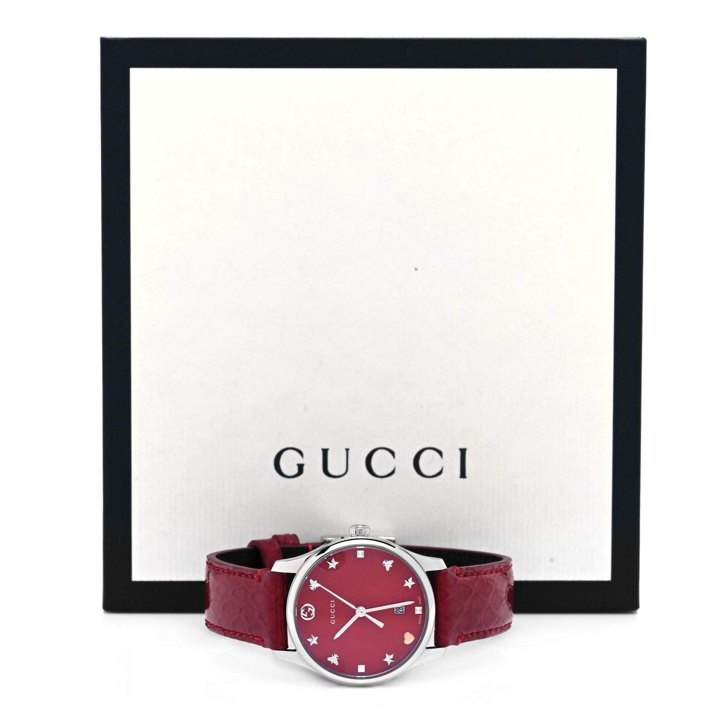 Stainless Steel Lizard Red Mother of Pearl 29mm G-Timeless Charm Quartz Watch