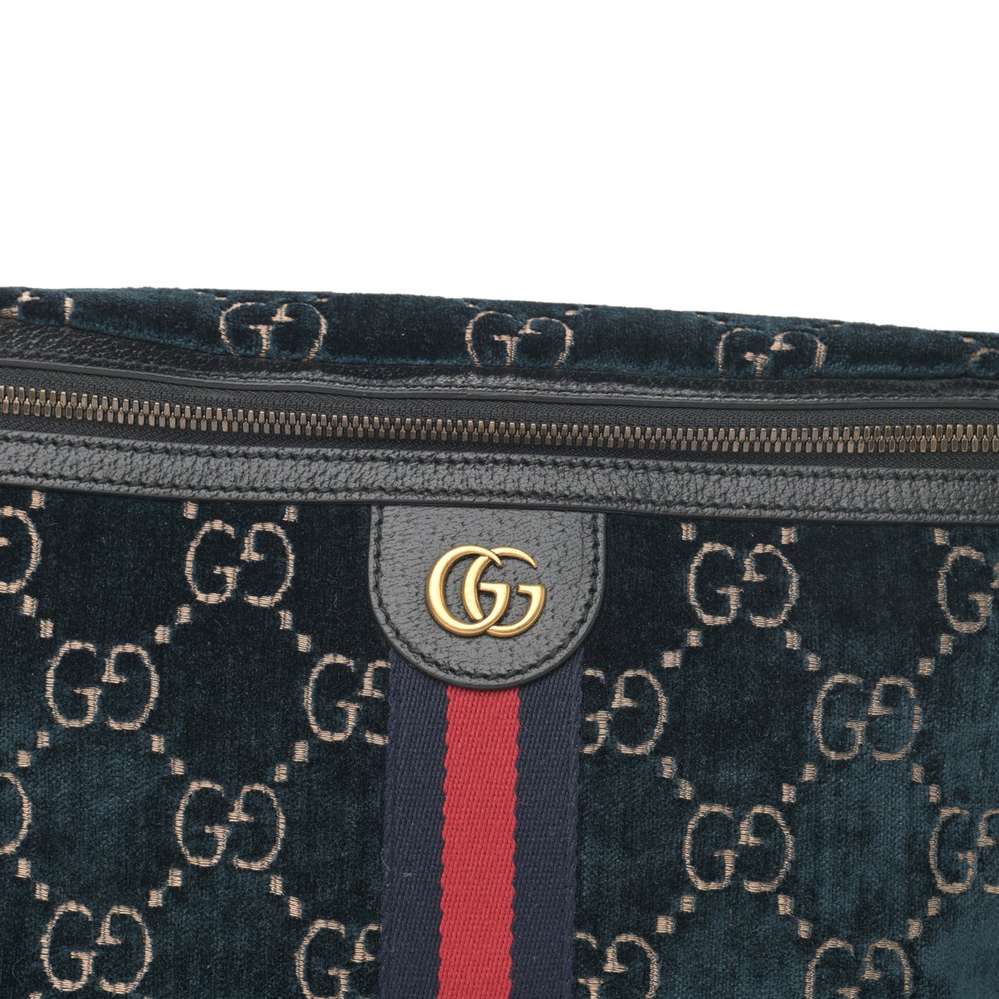 Velvet GG Monogram Web Belt Bag Blue Beige