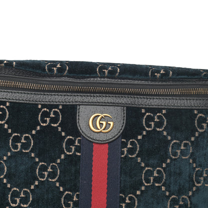 Gucci Velvet GG Monogram Web Belt Bag Blue Beige 8 of 11