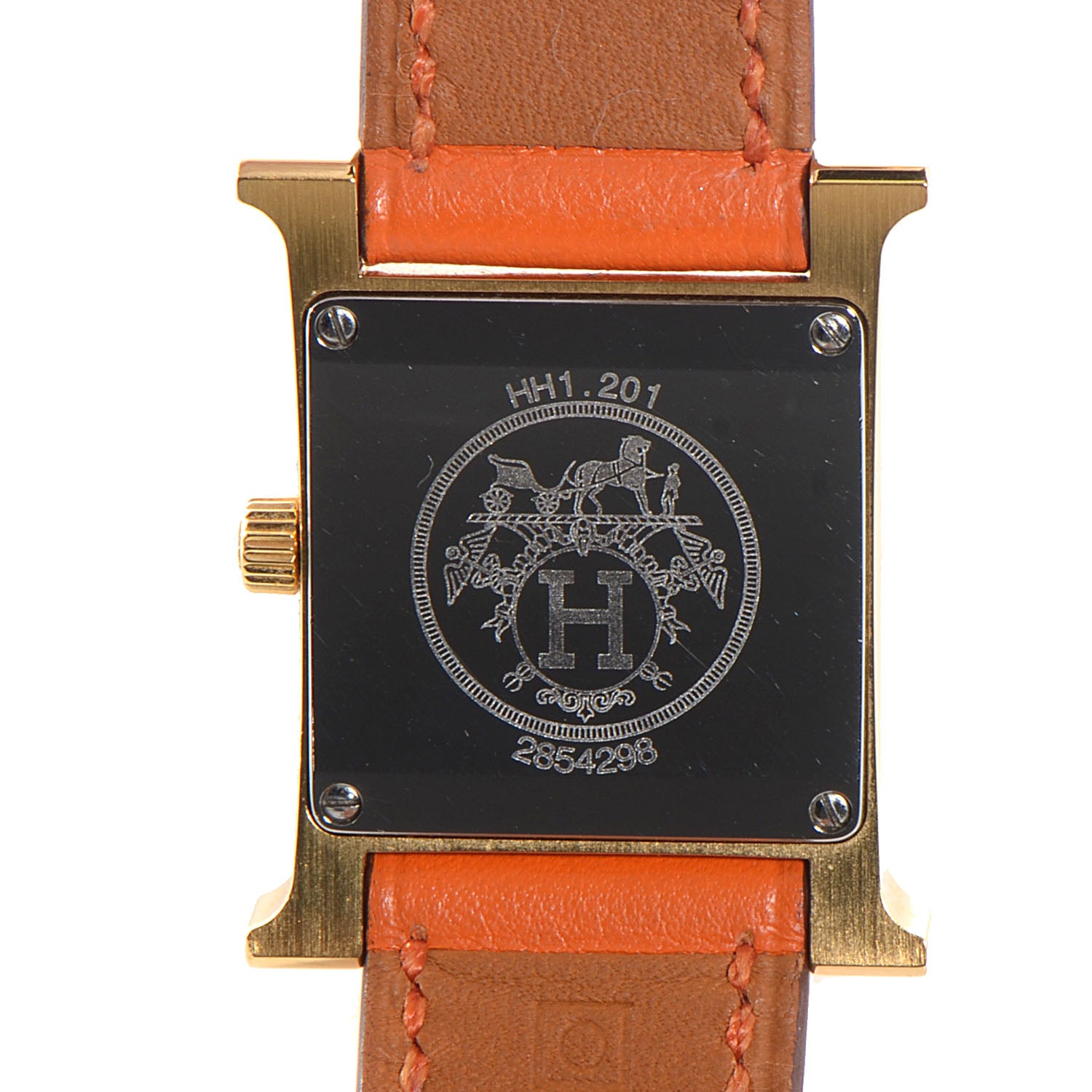 Hermes Stainless Steel Swift 21mm Heure H Hour Quartz Watch Orange 5 of 8