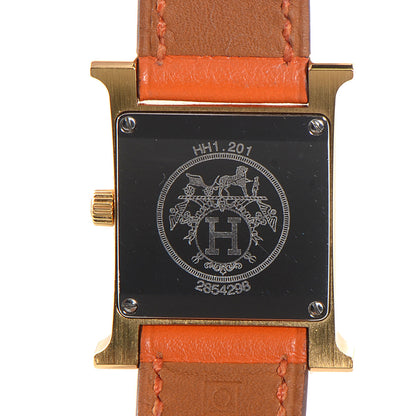 Hermes Stainless Steel Swift 21mm Heure H Hour Quartz Watch Orange 5 of 8
