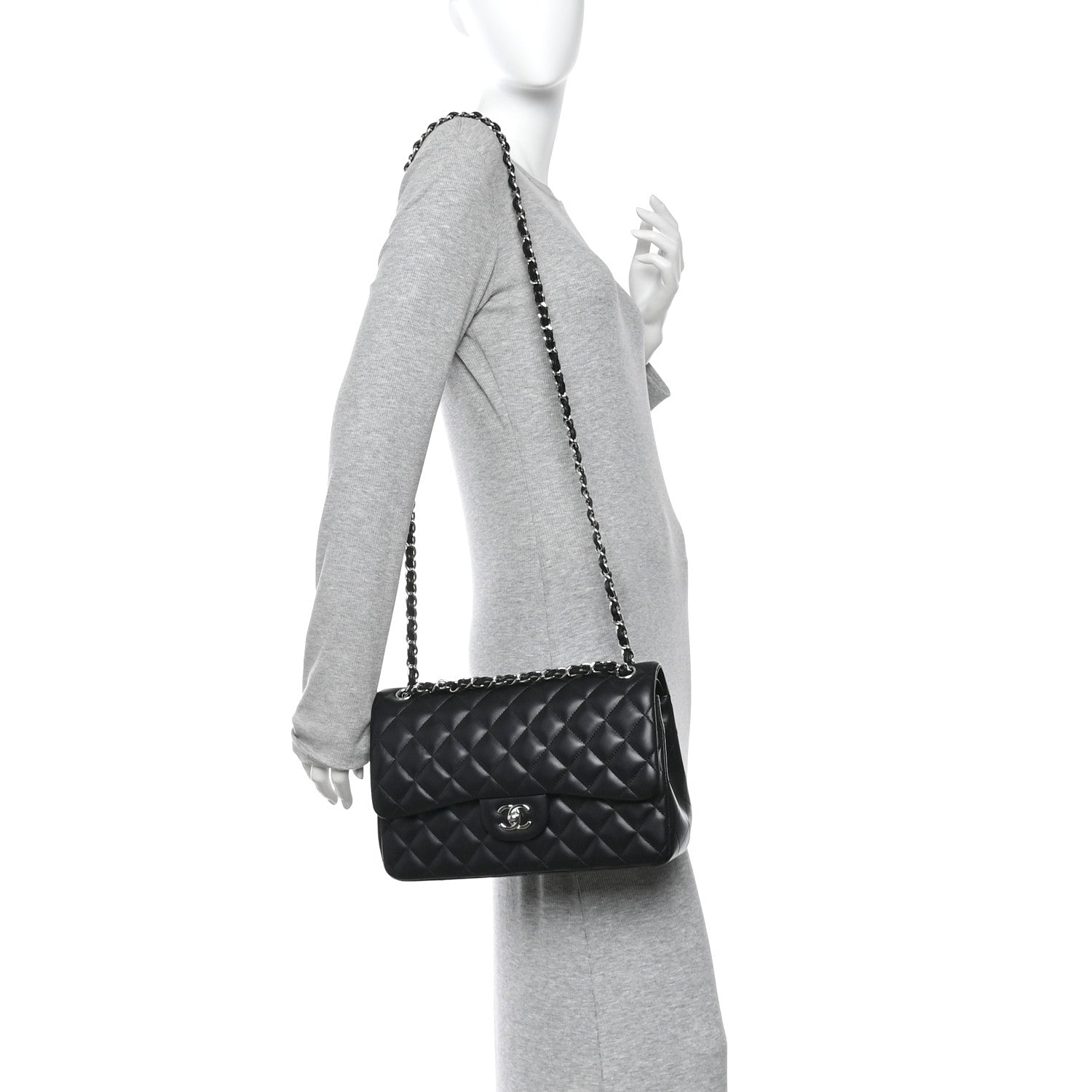 Chanel Lambskin Quilted Jumbo Double Flap Black 2 of 11