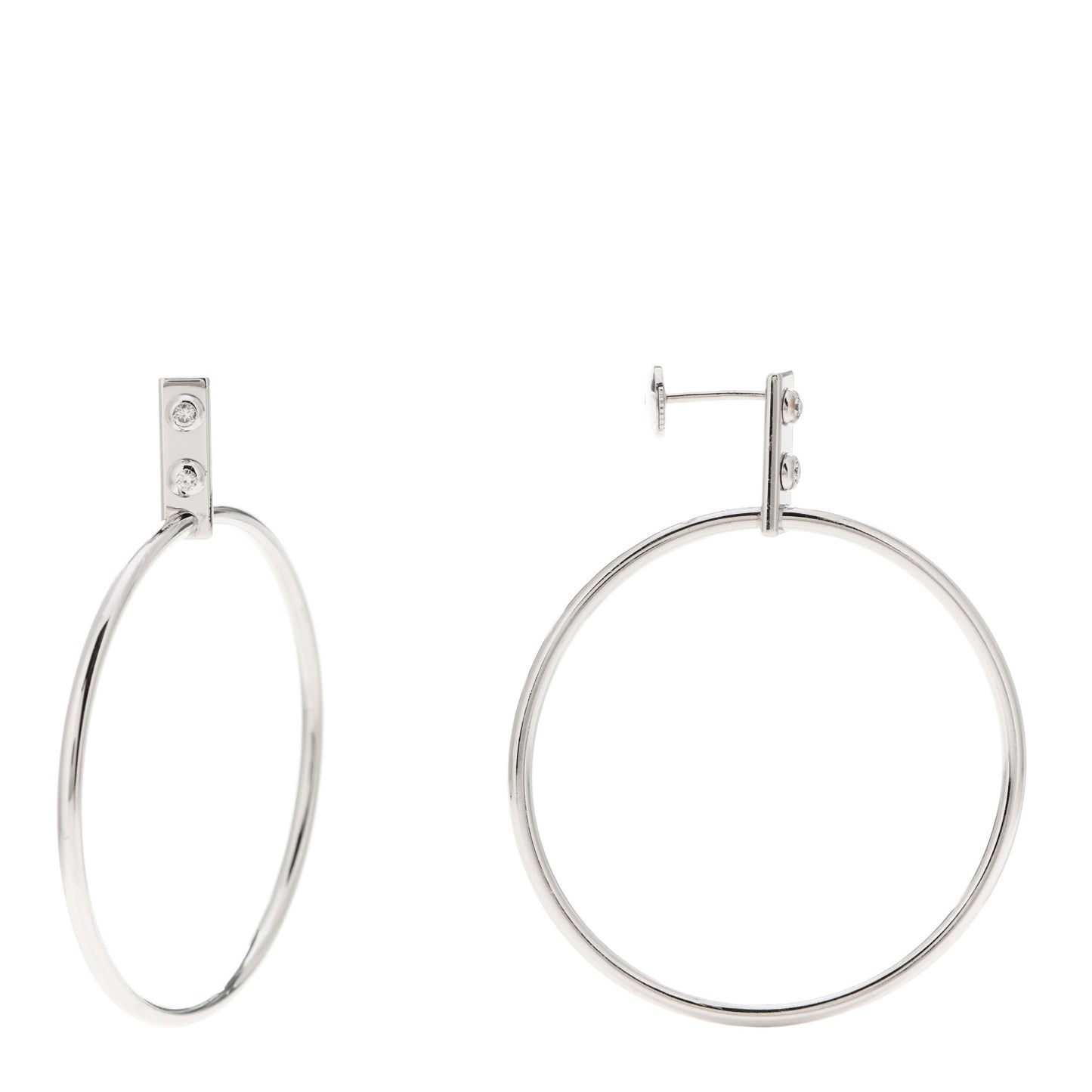 18K White Gold Diamond Creoles Coeurs Hoop Earrings