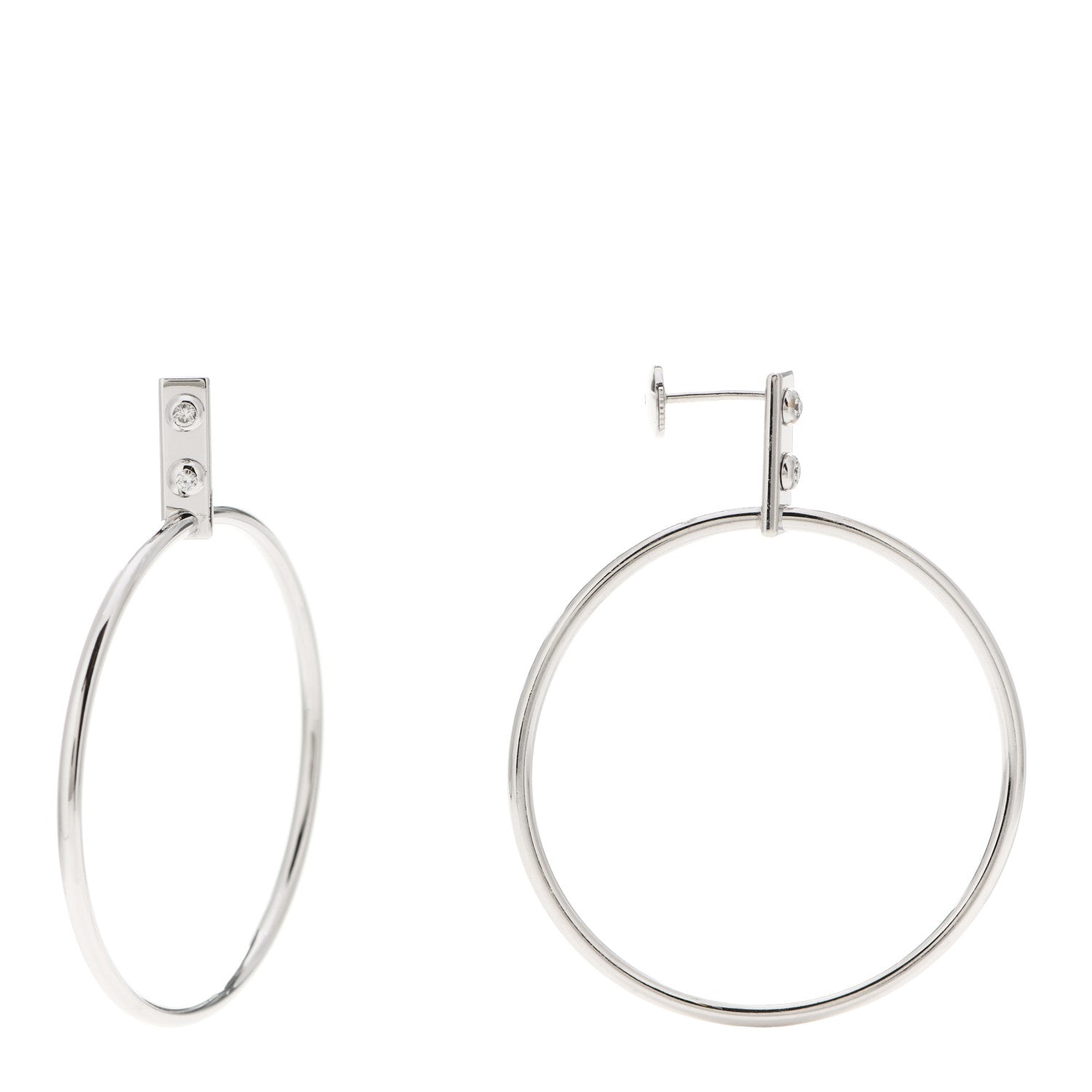 Louis Vuitton 18K White Gold Diamond Creoles Coeurs Hoop Earrings 1 of 4