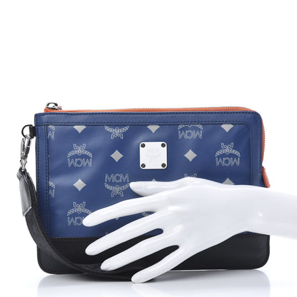 MCM Visetos Reflective Nylon Mini iPad Case Estate Blue 2 of 8