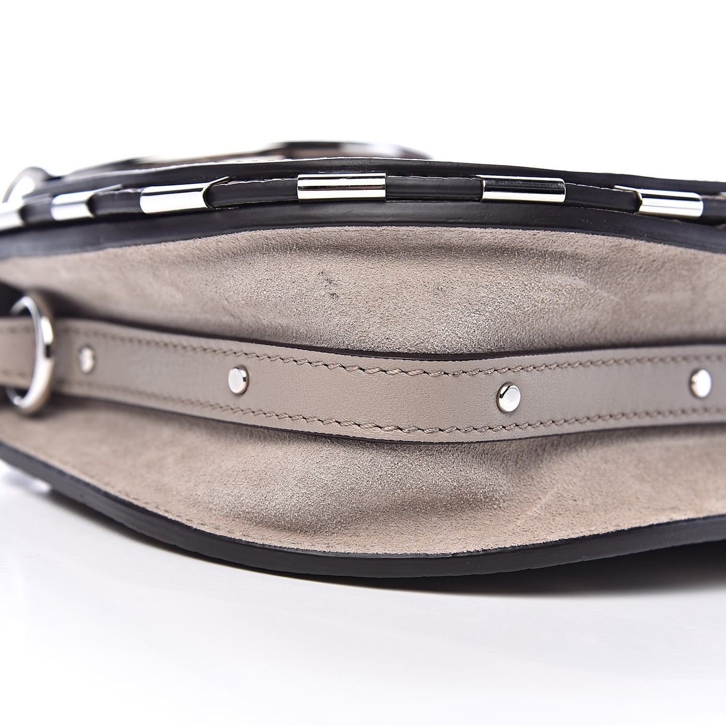 Calfskin Suede Python Print Small Nile Bracelet Bag Motty Grey