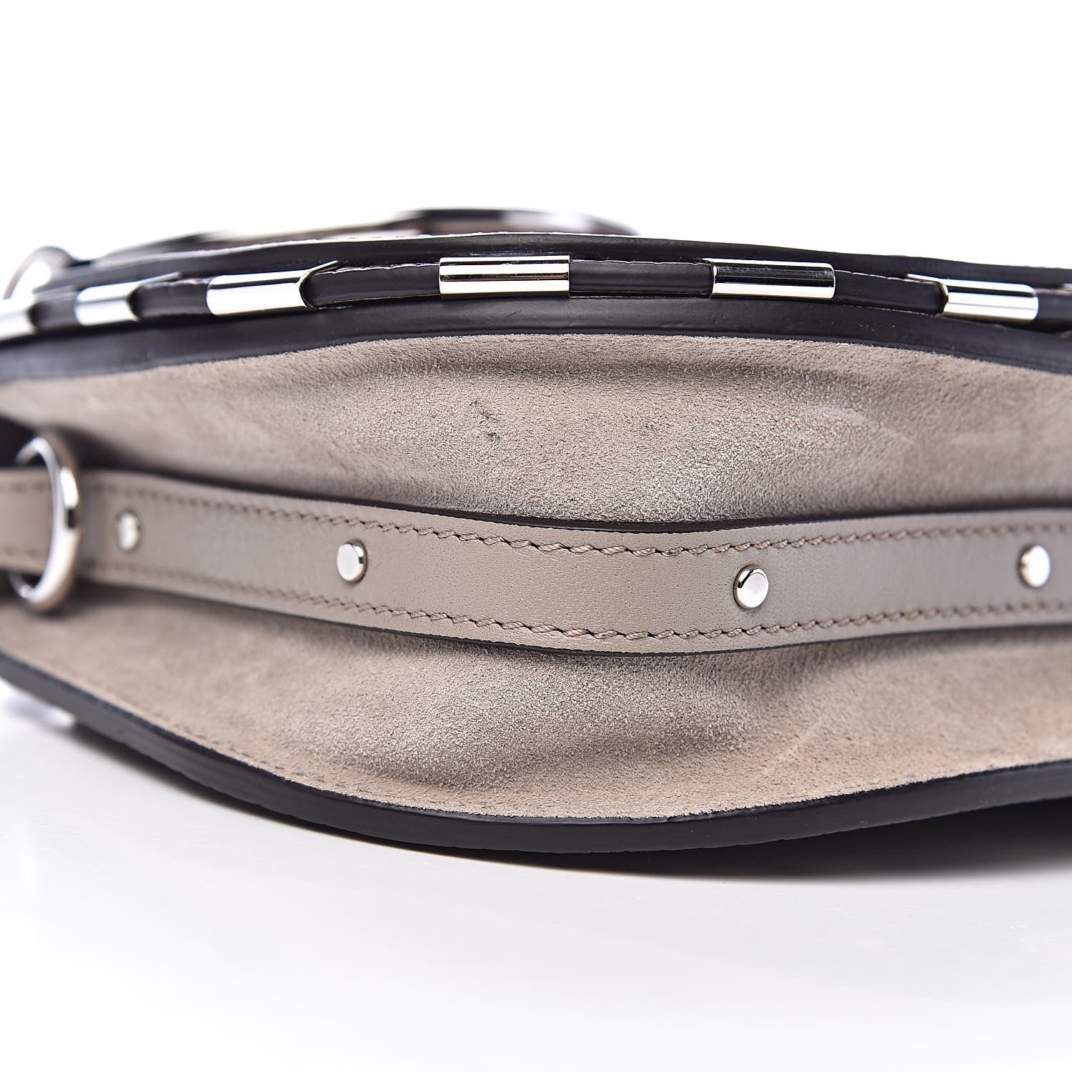 Chloe Calfskin Suede Python Print Small Nile Bracelet Bag Motty Grey 9 of 11